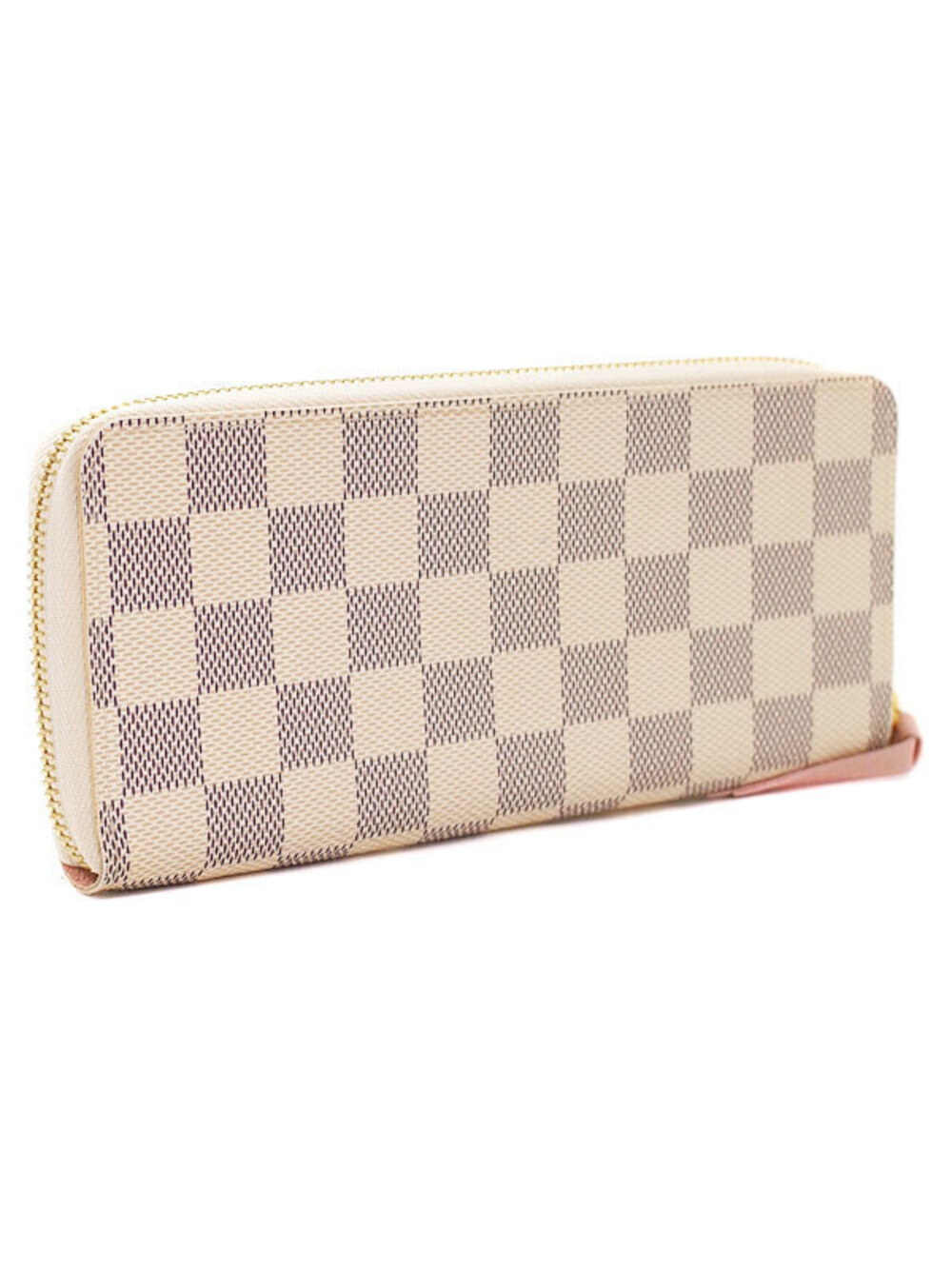Louis Vuitton Damier Long Round Zipper Clemence Azur Wallet Portefeuille White